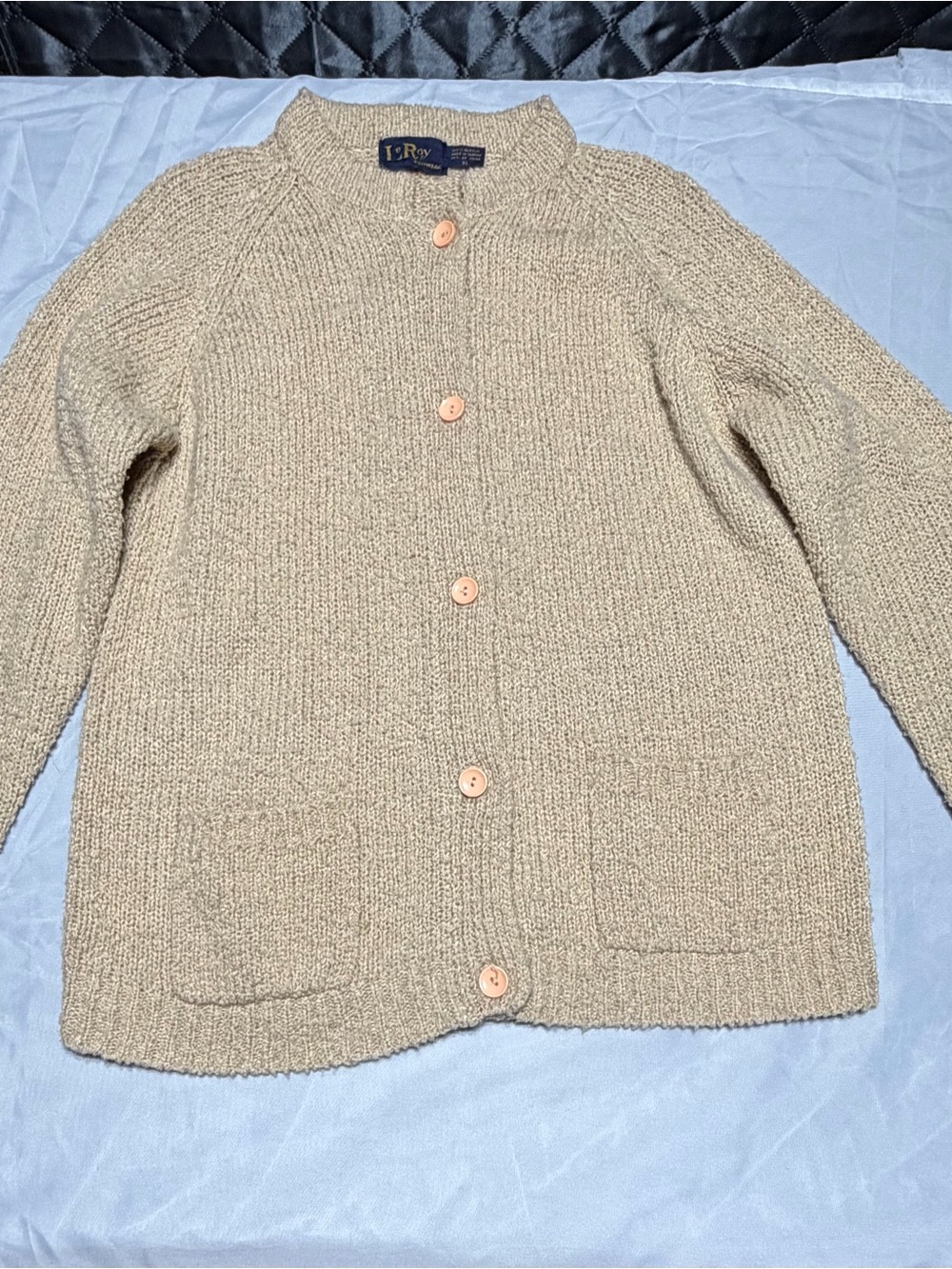 Vintage 1970s LeRoy Knitwear‎ Chunky Knit Cardigan Sweater.